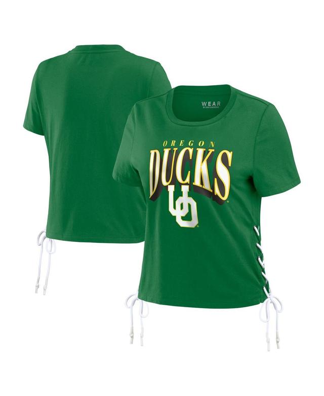 Womens Wear by Erin Andrews Green Oregon Ducks Side Lace-Up Modest Crop T-shirt Product Image