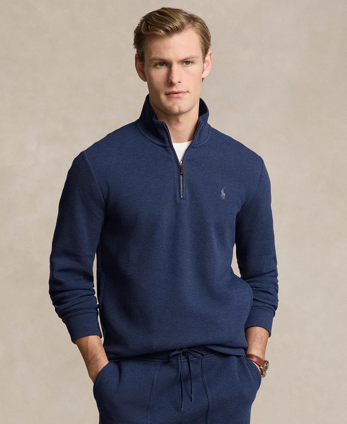 Polo Ralph Lauren Double-Knit Mesh 1/4 Zip Pullover (Classic Camel Heather) Men's Clothing Product Image