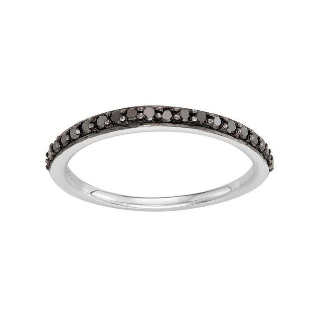 14k White Gold 1/4 Carat T.W. Black Diamond Stack Ring, Womens Product Image