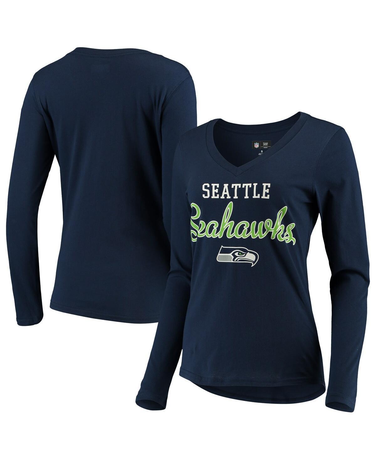 Womens G-III 4Her by Carl Banks Seattle Seahawks Post Season Long Sleeve V-Neck T-Shirt Blue Product Image