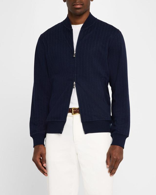 Mens Pinstripe Full-Zip Bomber Jacket Product Image