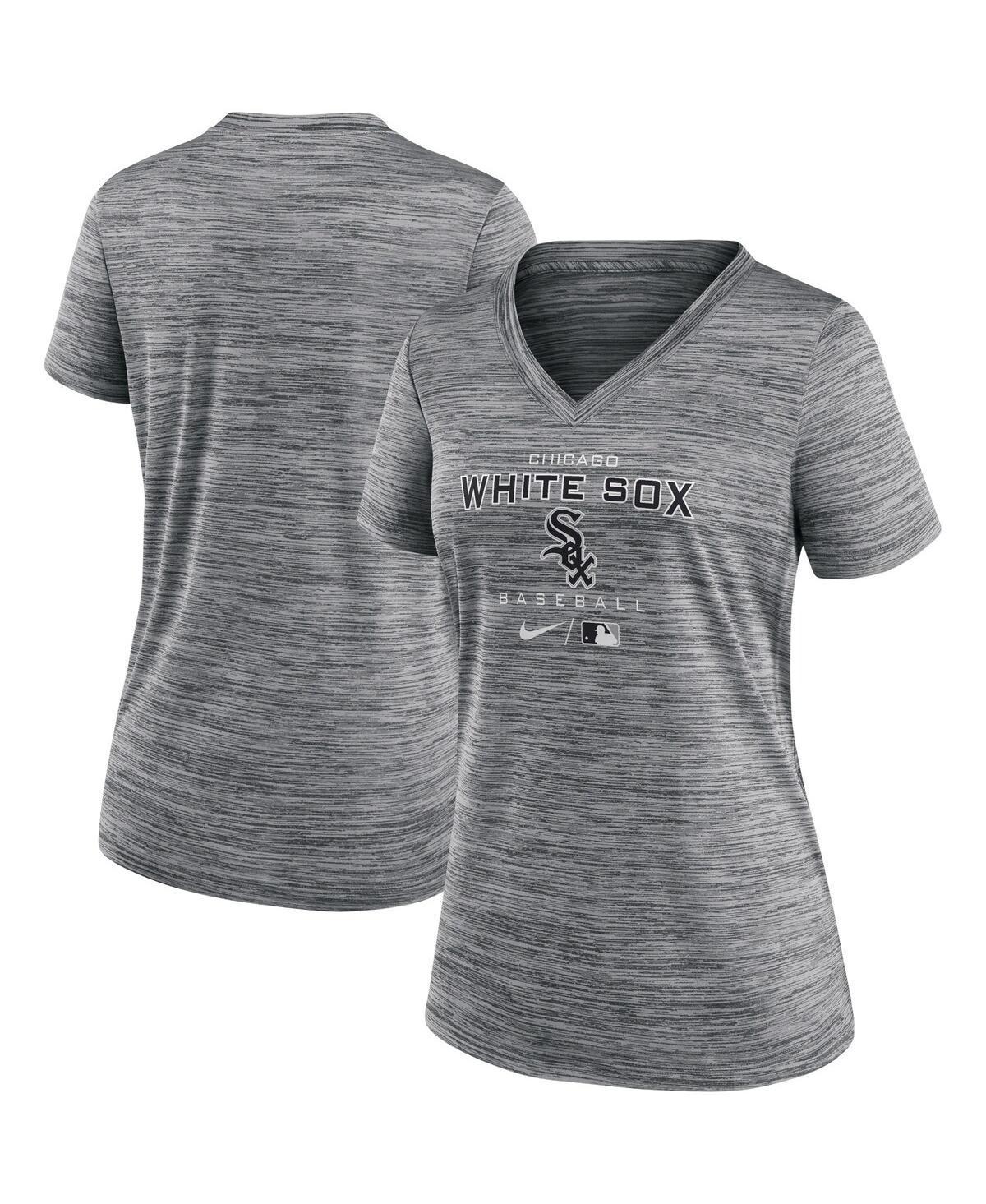 Women's Nike Anthracite Chicago White Sox Authentic Collection Velocity Performance V-Neck T-Shirt Product Image