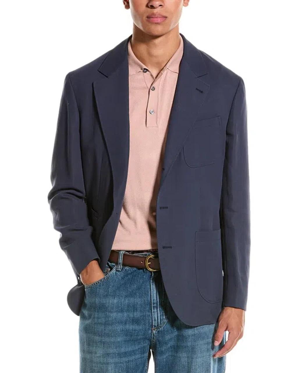 Linen-blend Blazer In Blue product image