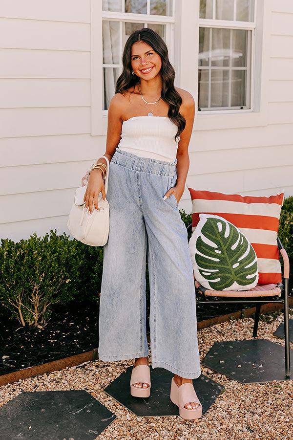 The Channing High Waist Chambray Wide Leg Pants Product Image