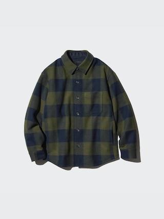 Mens Overshirt Jacket Olive Large UNIQLO US Product Image