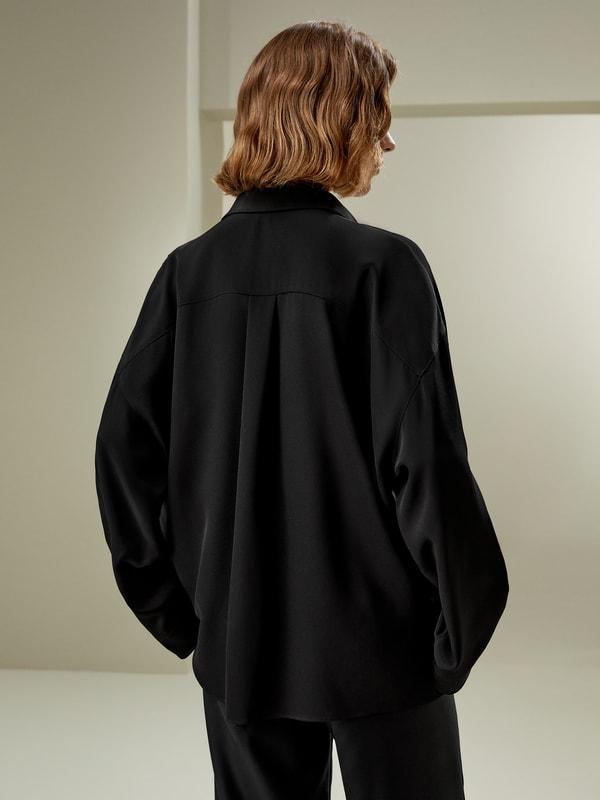 Relaxed Fit Drape Oversized Silk Shirt Product Image