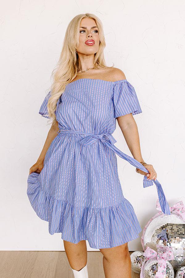 Simply Supreme Stripe Dress In Sky Blue Curves Product Image