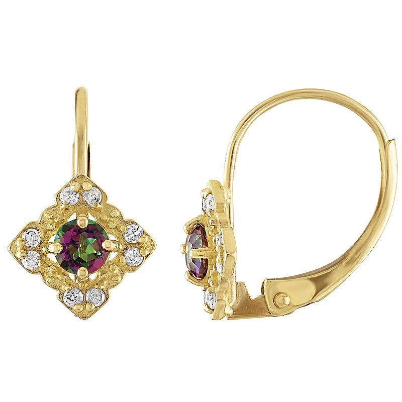 Tiara 10k Gold Mystic Topaz & Diamond Accent Leverback Earrings, Womens, Yellow Product Image