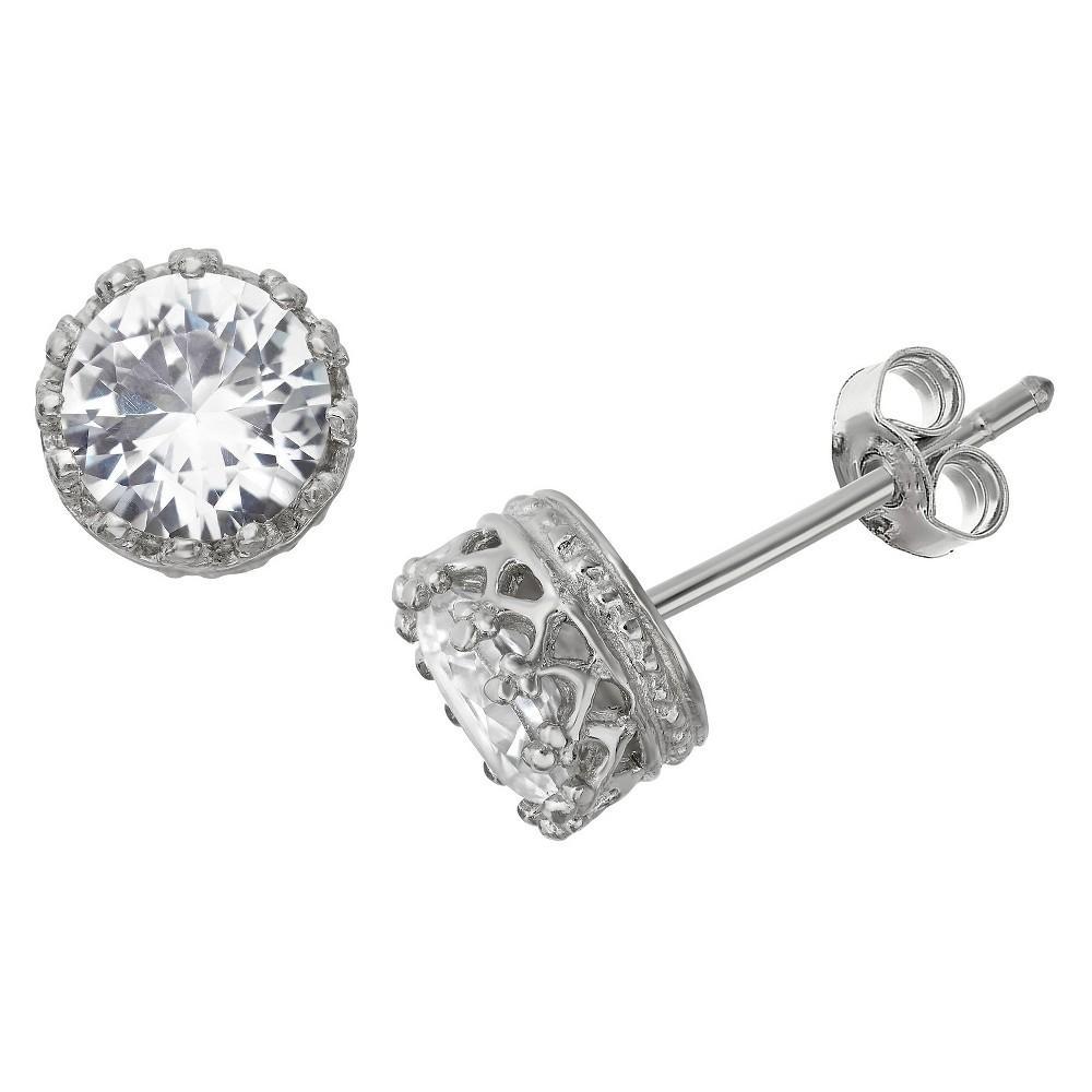 Designs by Gioelli Sterling Silver Lab-Created White Sapphire Stud Earrings, Womens Product Image