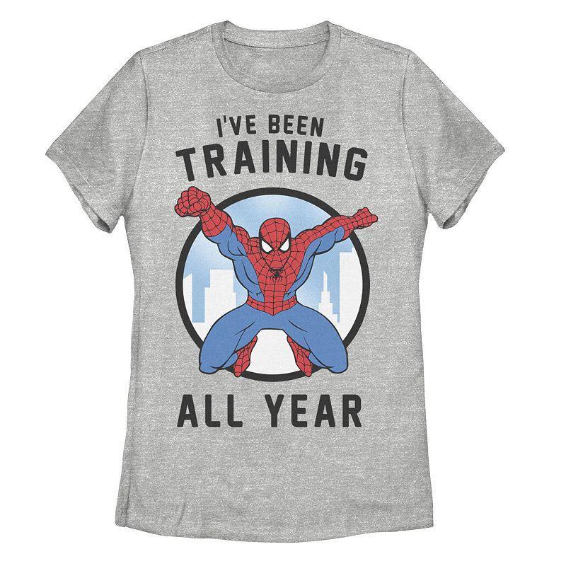 Juniors Marvel Spider-Man Ive Been Training All Year Graphic Tee, Girls Athletic Grey Product Image