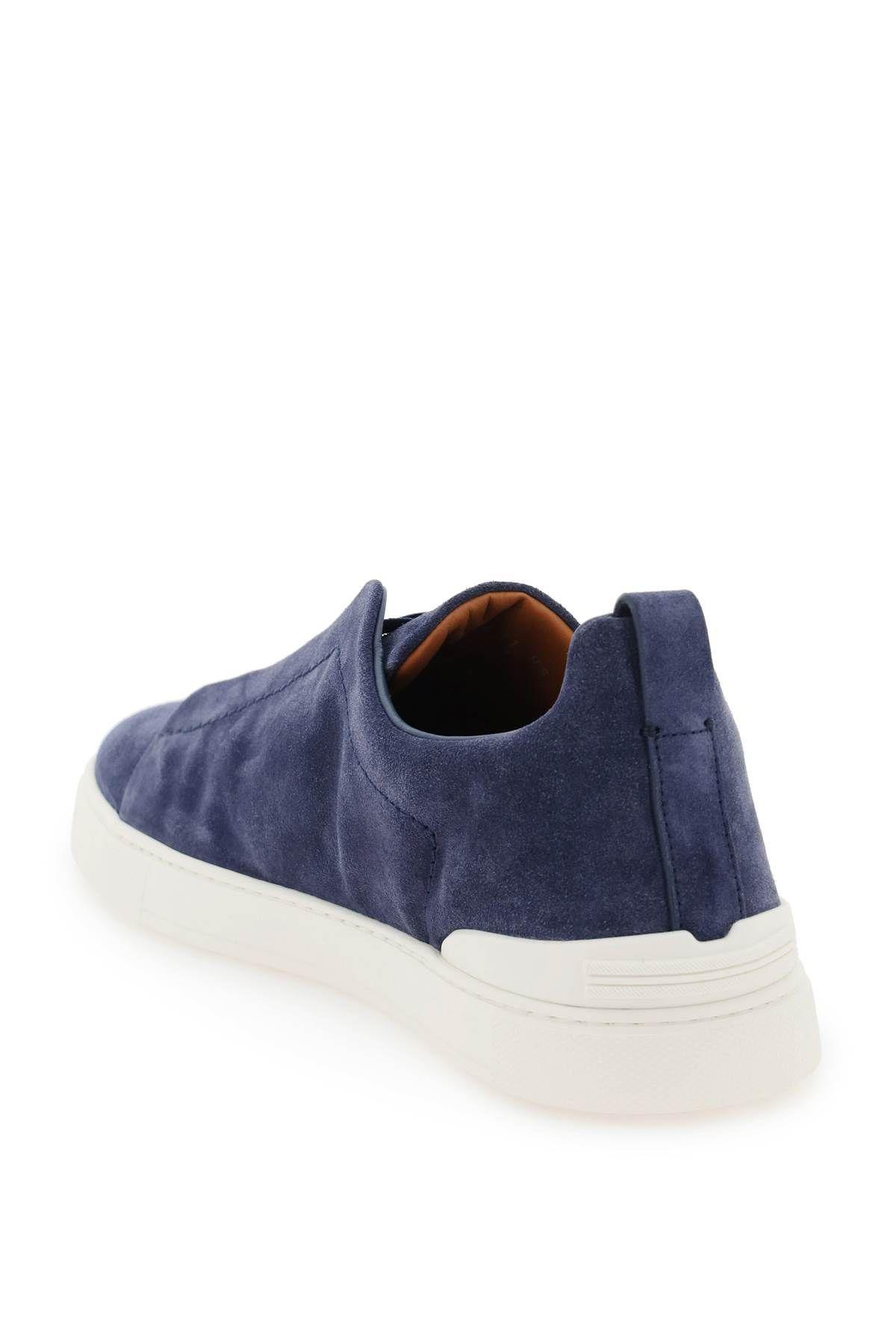 ZEGNA Triple Stitch Slip-on Sneakers In Blue Product Image