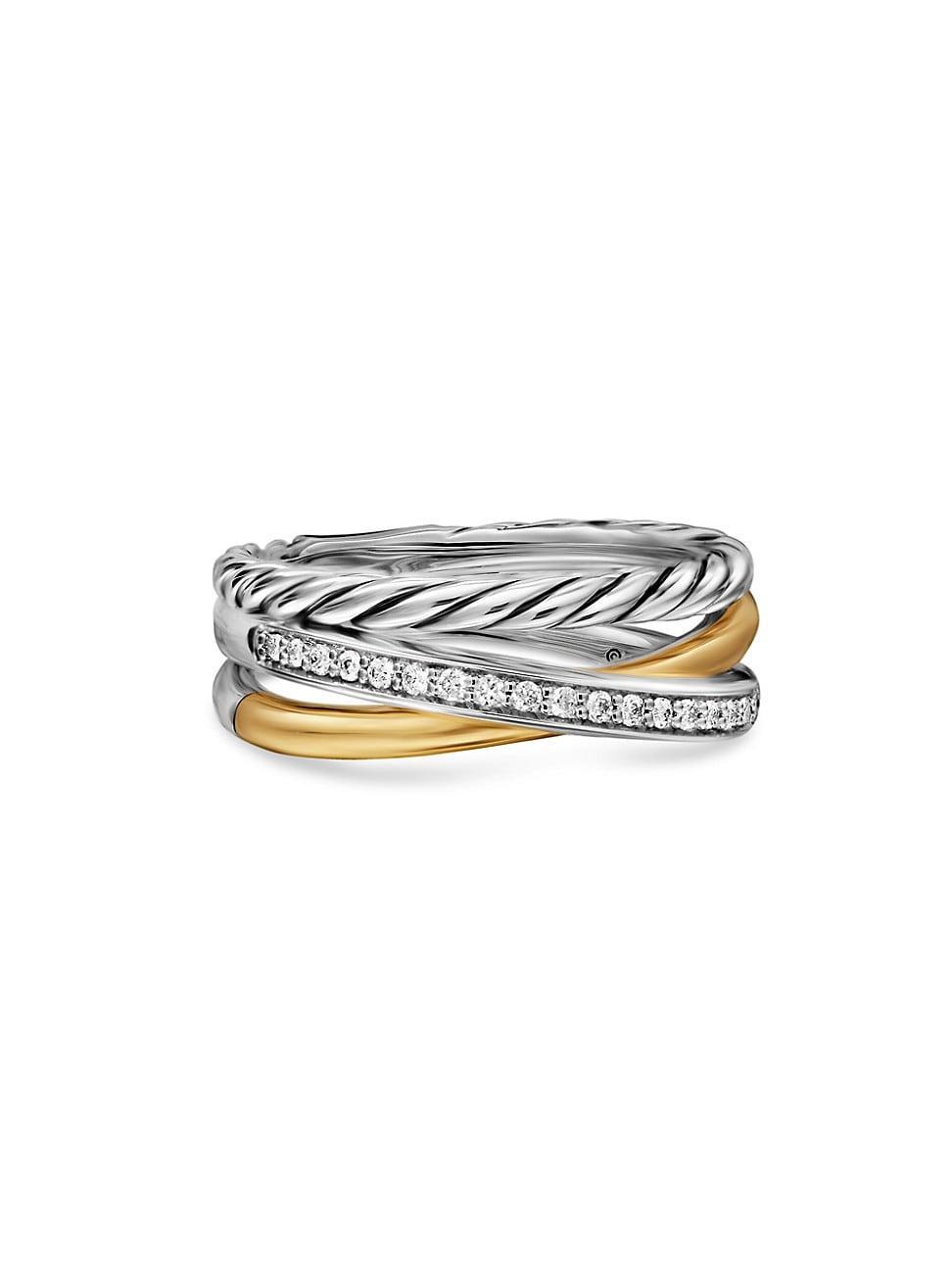 Womens Crossover Three Row Ring in Sterling Silver Product Image