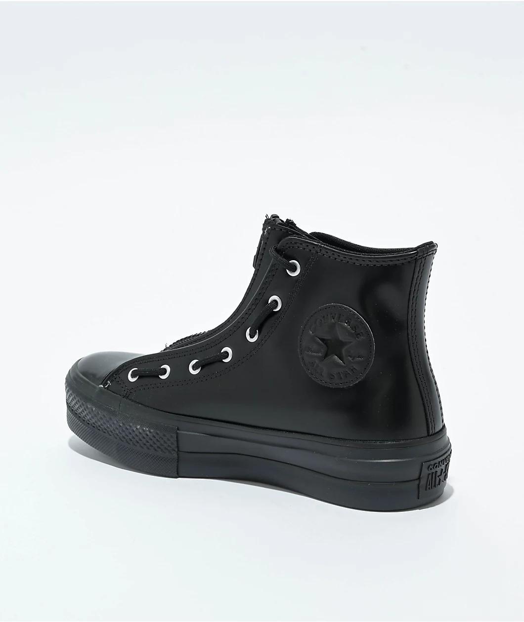 Converse Chuck Taylor All Star Lift Black & Total Eclipse Platform Leather Shoes Product Image