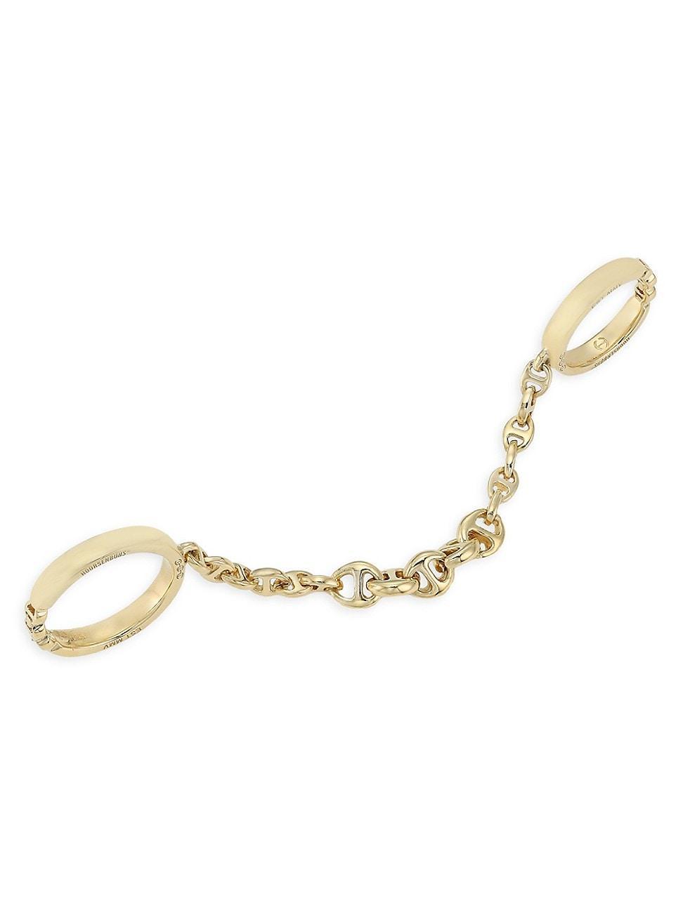 Womens 18K Rose Gold Double-Band Bonded Open-Links Chain Ring Product Image