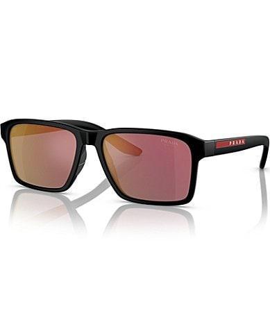 Prada Mens PS 05YS 58mm Mirrored Rectangle Sunglasses Product Image