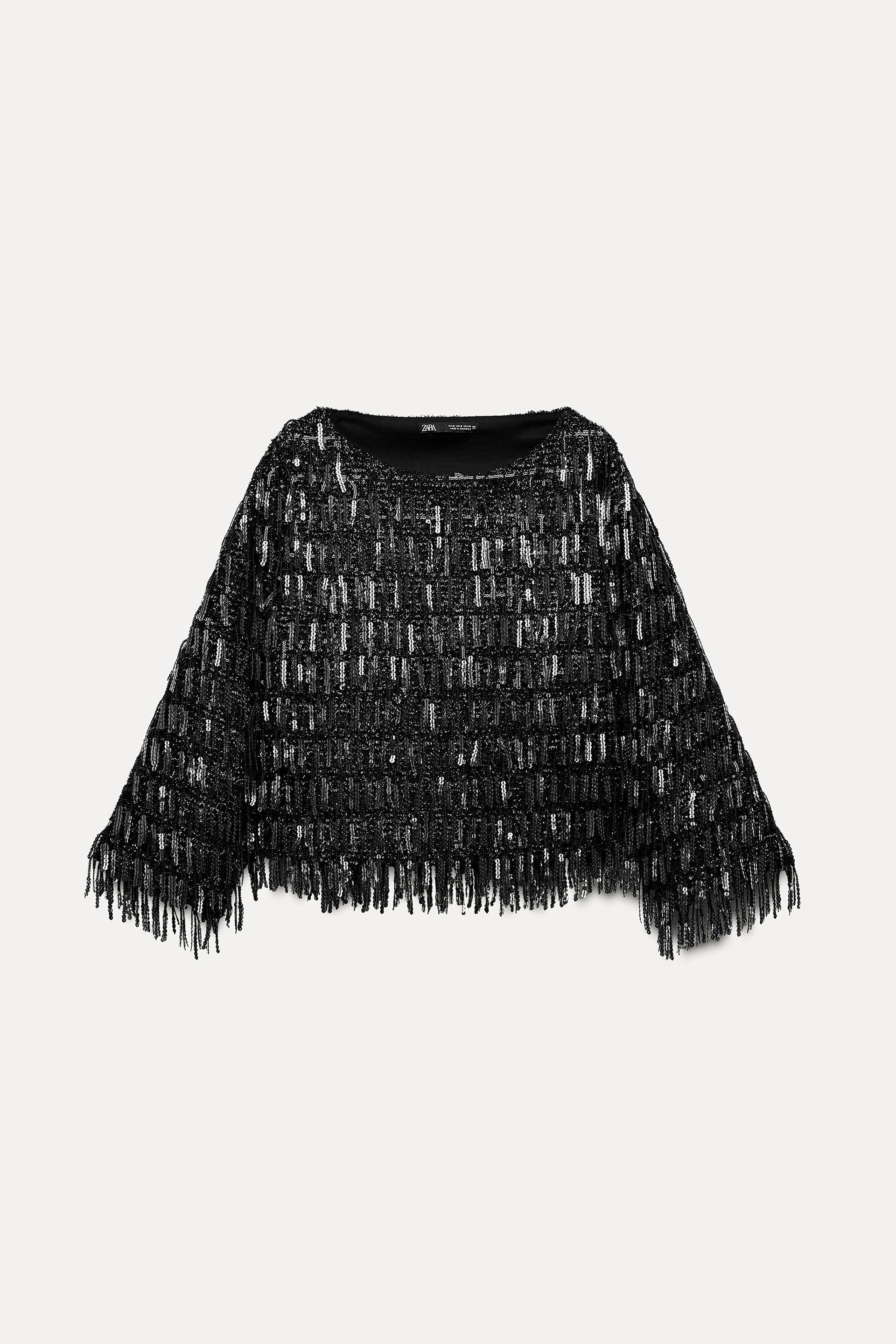 FRINGED TOP WITH SEQUINS Product Image