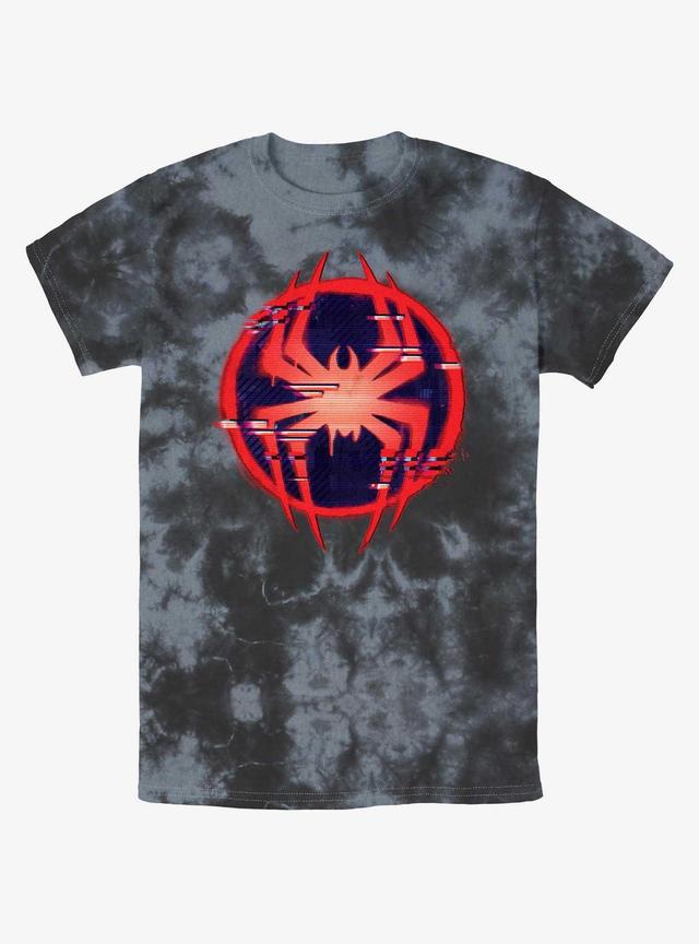 Marvel Spider-Man Glitch Spider Symbol Tie-Dye T-Shirt Product Image