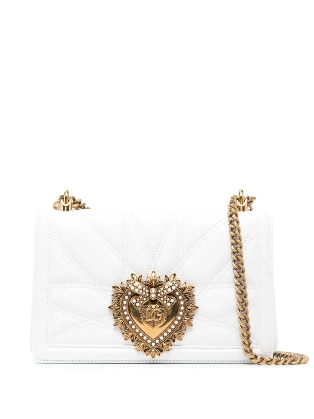 Medium Devotion Quilted Shoulder Bag In White Product Image