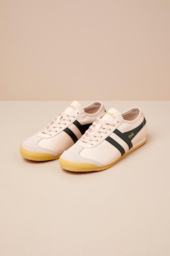 Race Ecru and Dark Khaki Leather Lace-Up Sneakers Product Image