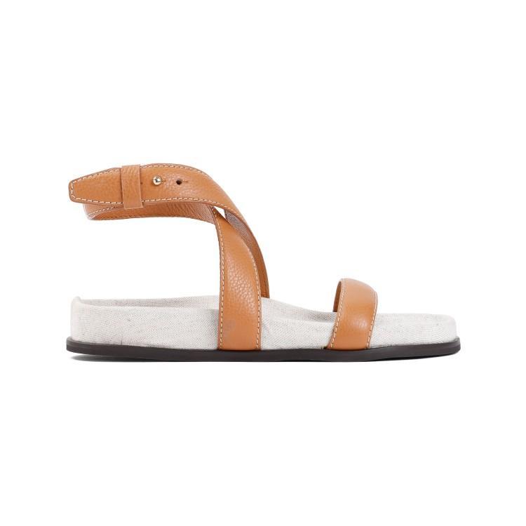 Suede Flat Sandals In White Product Image