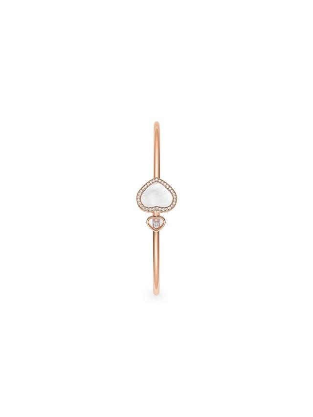 Womens Happy Diamonds Happy Hearts 18K Rose Gold, Diamond & Mother-Of-Pearl Bangle Product Image