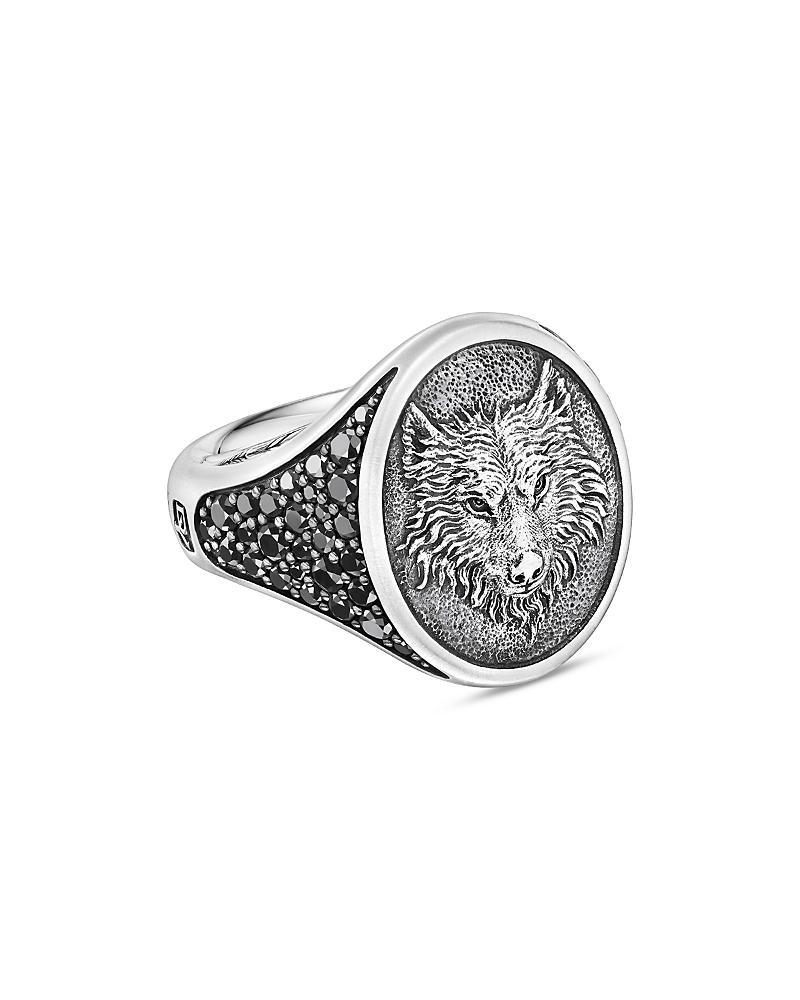 Mens Petrvs Wolf Signet Ring in Sterling Silver Product Image