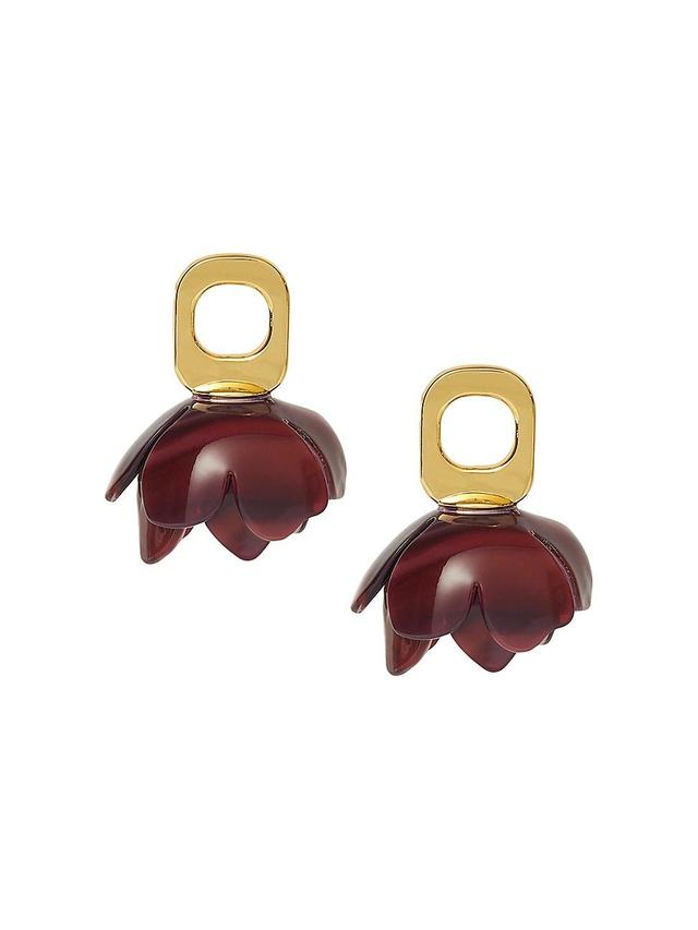 Womens Rose Petal Goldtone & Acetate Button Earrings Product Image