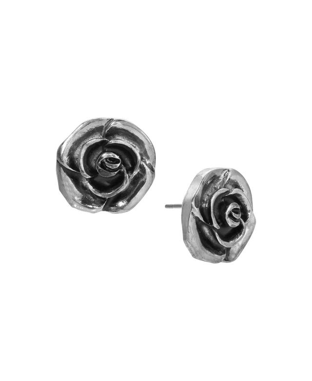 1928 Silver Tone Flower Stud Earrings, Womens, Grey Product Image