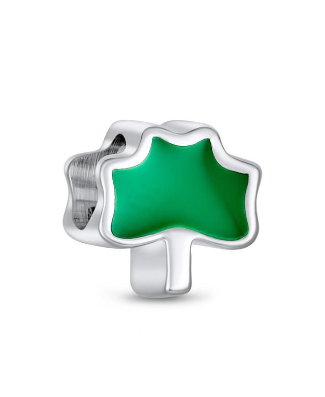 Bling Jewelry Good Luck Lucky Irish Shamrock Enamel Green Clover Charm Bead For Women Sterling Silver Fits European Bracelet Product Image