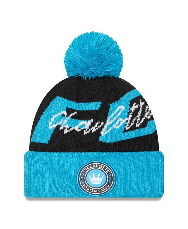 Mens New Era Black Charlotte Fc Confident Cuffed Pom Knit Hat Product Image