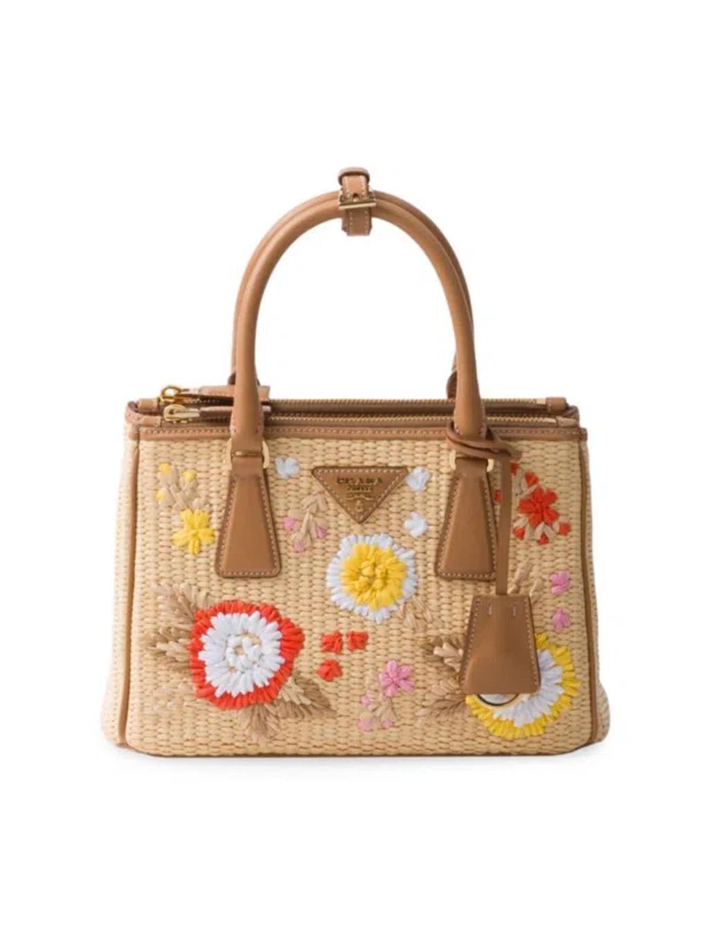 Small Galleria Saffiano Crochet Handbag In Beige Khaki Product Image