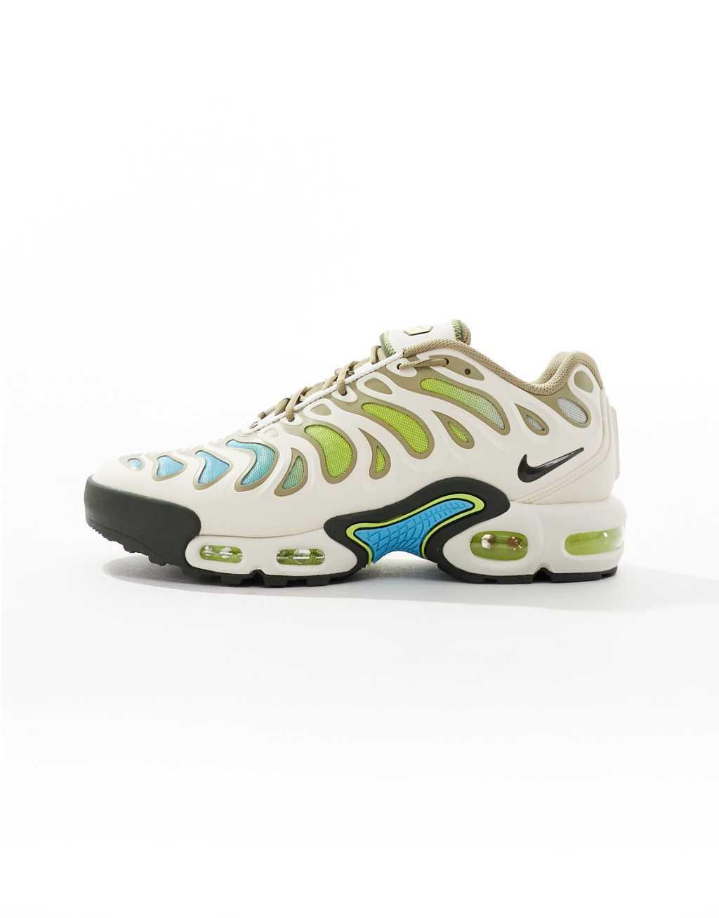 Nike Air Max Plus Drift sneakers in white, khaki and blue Product Image