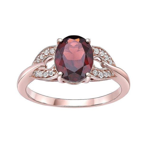 Gemminded 18k Rose Gold Over Silver Garnet & White Topaz Ring, Womens Pink Tone Product Image