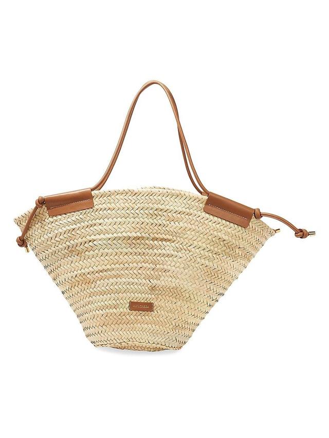 Womens Large Leather-Trimmed Basket Tote Bag Product Image