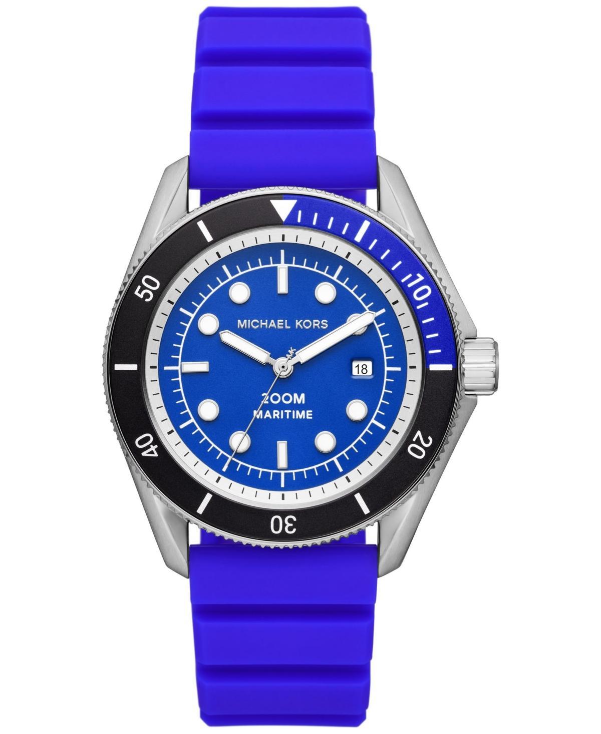 Michael Kors Mens Maritime Three-Hand Date Blue Silicone Strap Watch Product Image