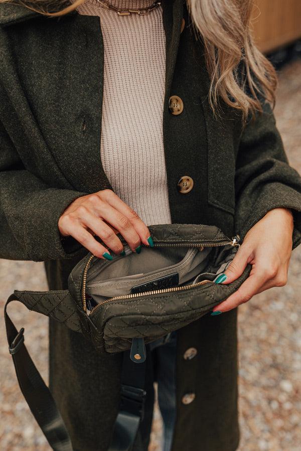 Clean Slate Quilted Fanny Pack In Army Green Product Image