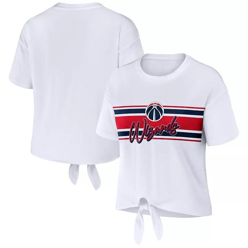 Womens WEAR by Erin Andrews White Washington Wizards Tie-Front T-Shirt Product Image