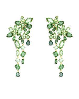 Swarovski Gema Green Crystal Flower Clip On Chandelier Earrings in Gold Tone Product Image