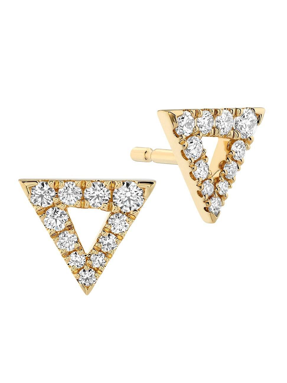 Womens Charmed 18K Yellow Gold & 0.19 TCW Diamond Triangle Stud Earrings Product Image