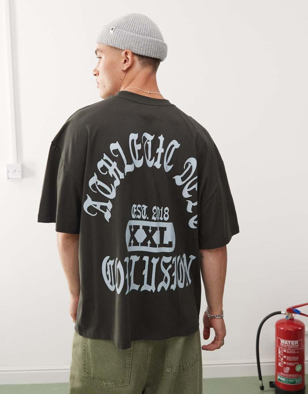 COLLUSION oversized athletic dept. print t-shirt in black Product Image