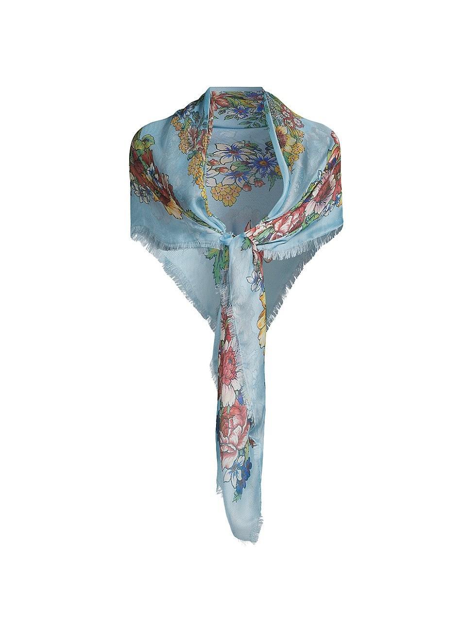 Womens Floral Silk Shawl Product Image