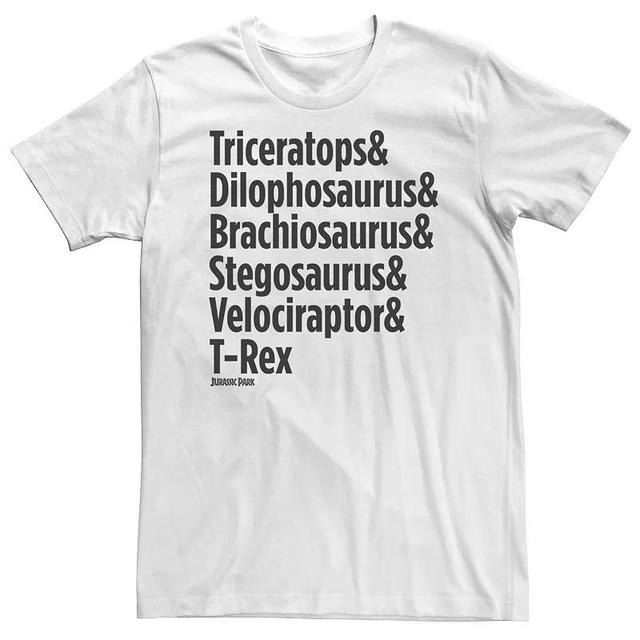 Big & Tall Jurassic Park Dinosaur Names Graphic Tee, Mens Product Image