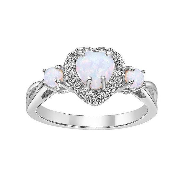 Gemminded Sterling Silver Lab-Created Opal & Lab-Created White Sapphire Ring, Womens Product Image