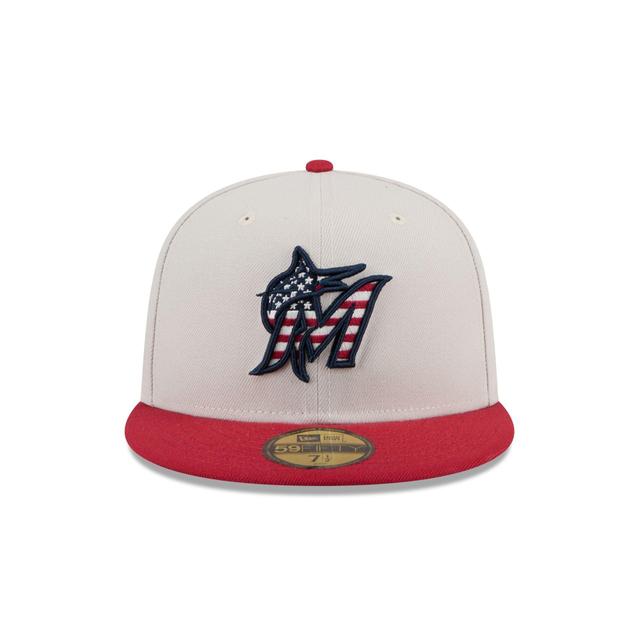 Miami Marlins Independence Day 2024 59FIFTY Fitted Hat Male Product Image