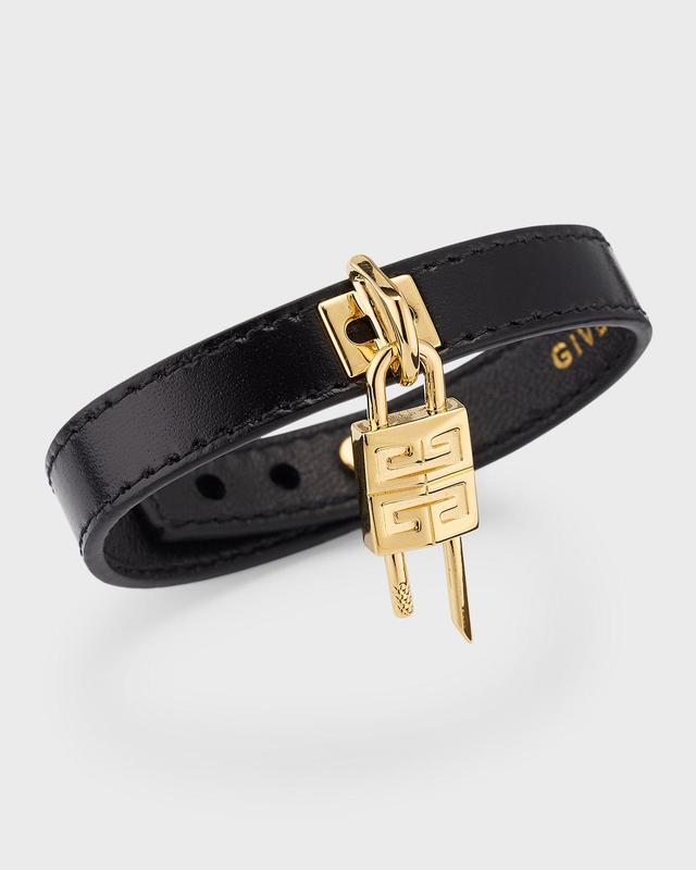 Womens Mini Lock Bracelet In Metal And Leather Product Image