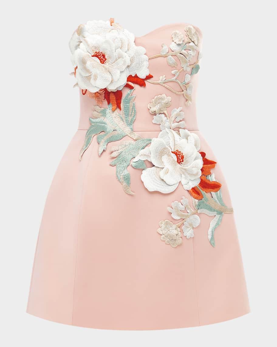 Rosario Strapless Floral Applique Mini Dress Product Image