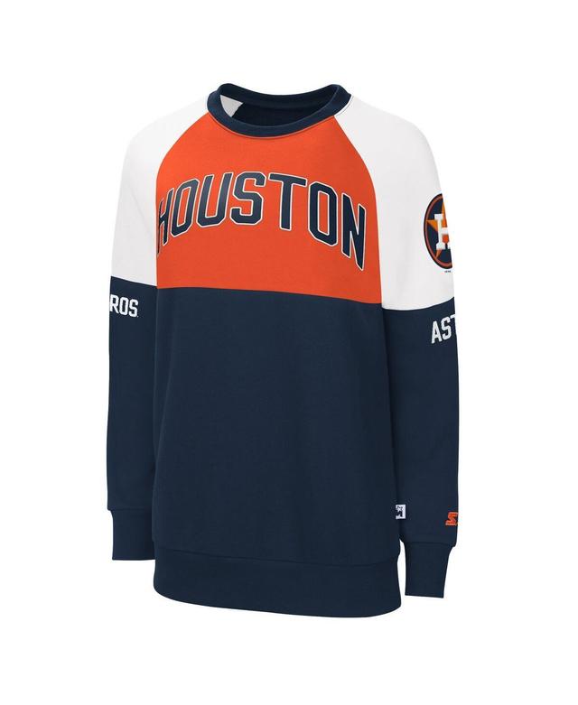 Womens Starter /Orange Houston Astros Baseline Raglan Pullover Sweatshirt Blue Product Image