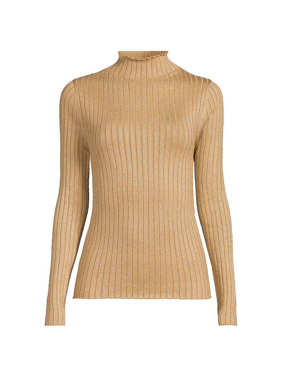 Womens Metallic Mock Turtleneck Sweater Product Image