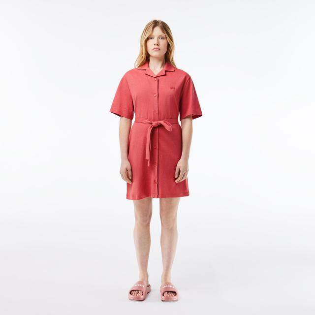 Linen and Cotton Belted Shirt Dress Product Image