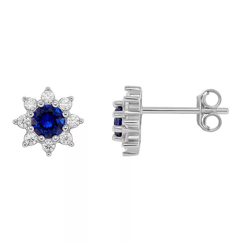 PRIMROSE Birthstone Cubic Zirconia Flower Stud Earrings, Womens, Silver Tone Sep Product Image